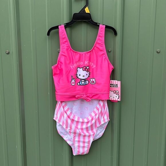 Hello Kitty Sanrio One-Piece Swimsuit  Bathing Suit with UPF 50+, Size L - Picture 1 of 7